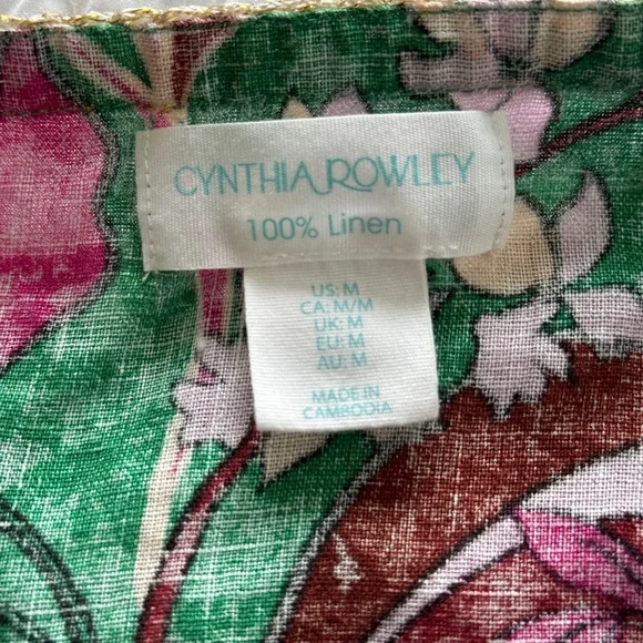 Cynthia Rowley Floral Wide Leg Pants & Top Set, Size Medium - Picture 14 of 14